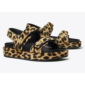 Tory Burch Kira Sport Double Strap Platform Sandal Leopard Size 8